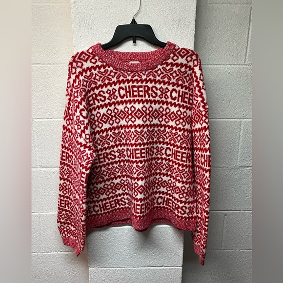 Red and White Patterned Sweater. Size XL - Picture 1 of 4